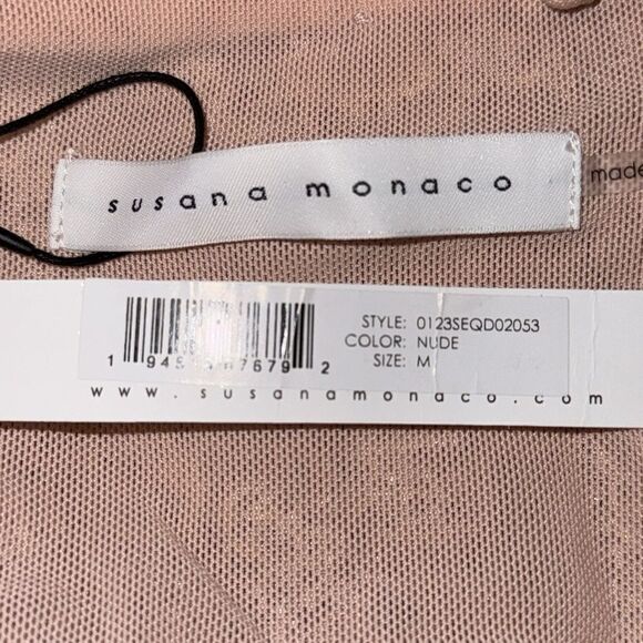 NWT Susana Monaco Sequin Cowl Neck Dress Rose Gold Medium Pink - Picture 10 of 12